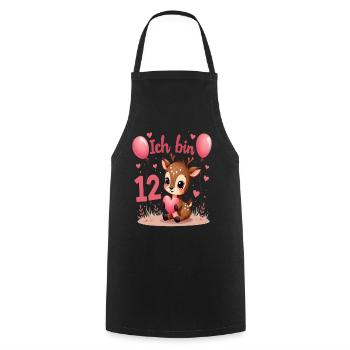 Cerf mignon J’ai 12 enfants 12e anniversaire fille - Tablier de cuisine - noir - Devant - AI Model Male 185 dark (185cm)