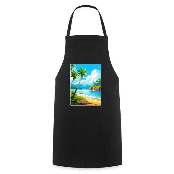 République dominicaine Carte d’affiche de voyage dans les Caraïbes - Tablier de cuisine - noir - Devant - AI Model Male 185 dark (185cm)
