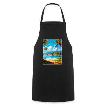 République dominicaine Carte d’affiche de voyage dans les Caraïbes - Tablier de cuisine - noir - Devant - AI Model Male 185 dark (185cm)