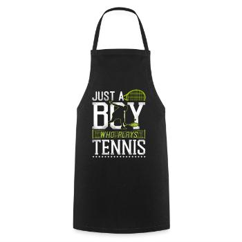 Funny Tennis Player Racket Boy - Kochschürze - Schwarz - Vorne - AI Model Male 185 dark (185cm)