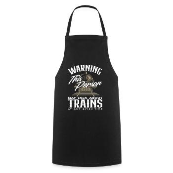 Warning: This person can be contacted at any time via trains - Cooking Apron - black - Front - AI Model Male 185 dark (185cm)