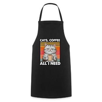 Lustiges Katze Kunst Katzenbesitzer Katzen Kaffee - Kochschürze - Schwarz - Vorne - AI Model Male 185 dark (185cm)