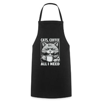 Lustiges Katze Kunst Katzenbesitzer Katzen Kaffee - Kochschürze - Schwarz - Vorne - AI Model Male 185 dark (185cm)