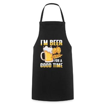 I’m beer for a good time - Kochschürze - Schwarz - Vorne - AI Model Male 185 dark (185cm)