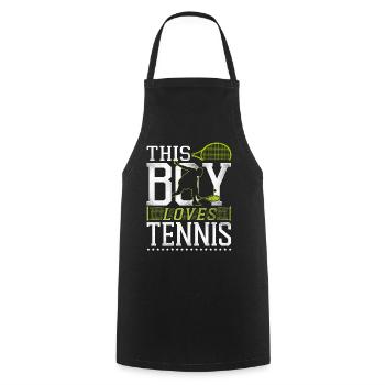 Funny Tennis Player Racket Boy - Kochschürze - Schwarz - Vorne - AI Model Male 185 dark (185cm)