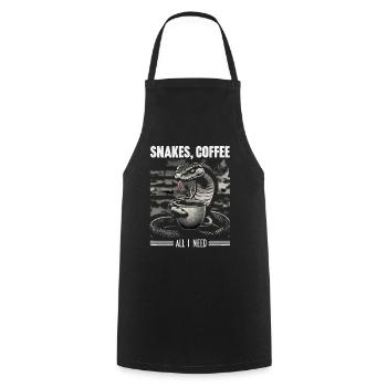 Funny Snake Art Snake Coffee Reptiles - Cooking Apron - black - Front - AI Model Male 185 dark (185cm)