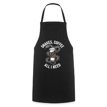 Funny Snake Art Snake Coffee Reptiles - Cooking Apron - black - Front - AI Model Male 185 dark (185cm)