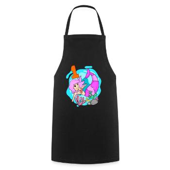 Number 1 Number One - Mermaid Motif - Cooking Apron - black - Front - AI Model Male 185 dark (185cm)