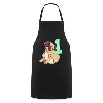Zahl 1 Nummer Eins - Mops Hund Motiv - Kochschürze - Schwarz - Vorne - AI Model Male 185 dark (185cm)