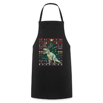 Dinosaurier Trex T-Rex Christmas Weihnachten Xmas - Kochschürze - Schwarz - Vorne - AI Model Male 185 dark (185cm)