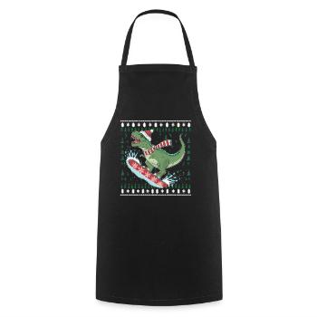 Dinosaurier Trex T-Rex Christmas Weihnachten Xmas - Kochschürze - Schwarz - Vorne - AI Model Male 185 dark (185cm)