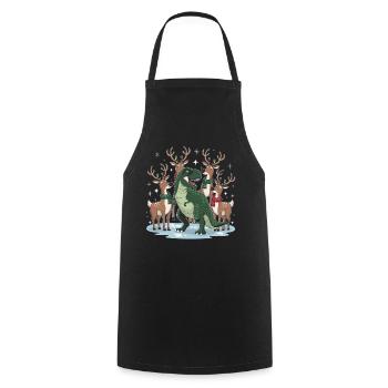 Dinosaurier Trex T-Rex Christmas Weihnachten Xmas - Kochschürze - Schwarz - Vorne - AI Model Male 185 dark (185cm)