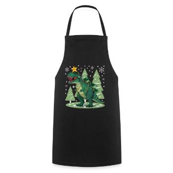 Dinosaurier Trex T-Rex Christmas Weihnachten Xmas - Kochschürze - Schwarz - Vorne - AI Model Male 185 dark (185cm)