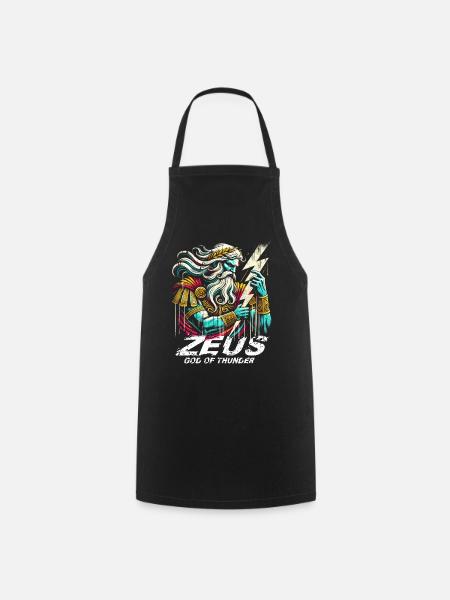 Zeus, dieu grec du tonnerre - Tablier de cuisine - noir