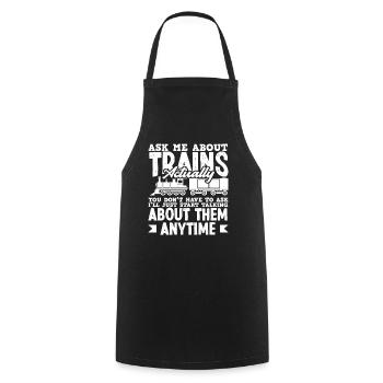 Posez-moi des questions sur les trains en fait - Tablier de cuisine - noir - Devant - AI Model Male 185 dark (185cm)