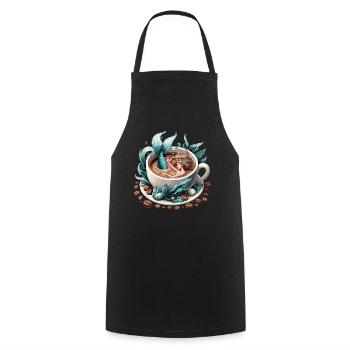 Meerjungfrau Nixe badet in Kaffee Geschenk - Kochschürze - Schwarz - Vorne - AI Model Male 185 dark (185cm)