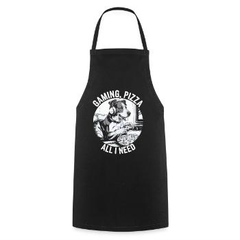 Funny Dog Gaming Pizza Gamer Gamer Gaming - Cooking Apron - black - Front - AI Model Male 185 dark (185cm)
