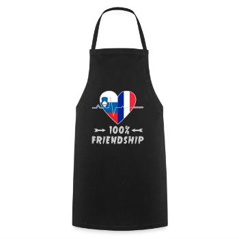 100 % amitié entre la Slovénie et la France - Tablier de cuisine - noir - Devant - AI Model Male 185 dark (185cm)