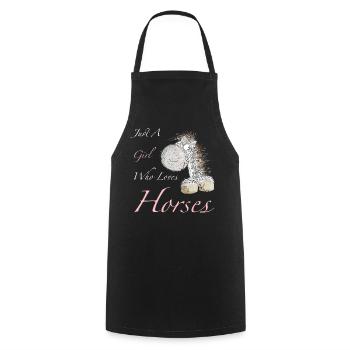 Just A Girl Who Loves Horses Pferde Spruch - Kochschürze - Schwarz - Vorne - AI Model Male 185 dark (185cm)