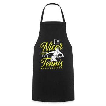 drôle de raquette de joueur de tennis je suis - Tablier de cuisine - noir - Devant - AI Model Male 185 dark (185cm)