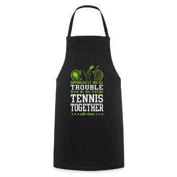Drôle de joueur de tennis raquette amis - Tablier de cuisine - noir - Devant - AI Model Male 185 dark (185cm)