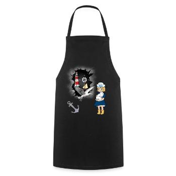Seagull Lighthouse Boussole Maritime Ancre Seagulls - Tablier de cuisine - noir - Devant - AI Model Male 185 dark (185cm)