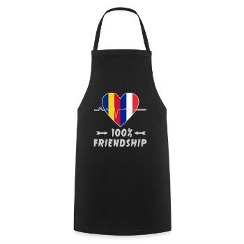 Portugal et France : amitié à 100 % - Tablier de cuisine - noir - Devant - AI Model Male 185 dark (185cm)