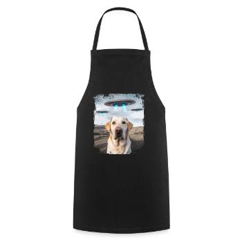 Labrador Retriever Dog Selfie with Alien UFOs. - Cooking Apron - black - Front - AI Model Male 185 dark (185cm)