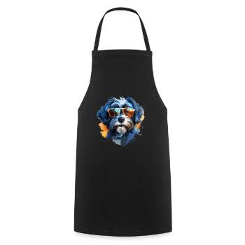 Bolonka Zwetna with sunglasses - Cooking Apron - black - Front - AI Model Male 185 dark (185cm)