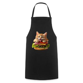 Cat Fast Food Burger Cats Hamburger Cat Lover - Cooking Apron - black - Front - AI Model Male 185 dark (185cm)