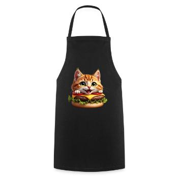 Cat Fast Food Burger Cats Hamburger Cat Lover - Cooking Apron - black - Front - AI Model Male 185 dark (185cm)