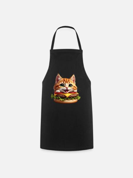 Chat Restauration rapide Burger Chats Hamburger Amoureux des chats - Tablier de cuisine - noir