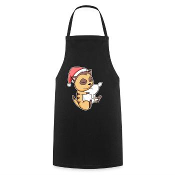 Suricate Mignon Fatigué Dormir à Noël - Tablier de cuisine - noir - Devant - AI Model Male 185 dark (185cm)