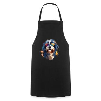 Tibetan Terrier with Sunglasses - Cooking Apron - black - Front - AI Model Male 185 dark (185cm)
