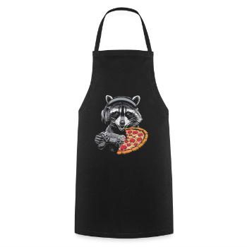 Funny Raccoon Gaming Pizza Gamer Gamer Gaming - Cooking Apron - black - Front - AI Model Male 185 dark (185cm)