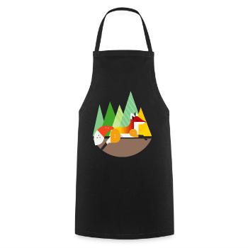 Fuchs Motiv – Ruhe und Natur im geometrischen Stil - Kochschürze - Schwarz - Vorne - AI Model Male 185 dark (185cm)