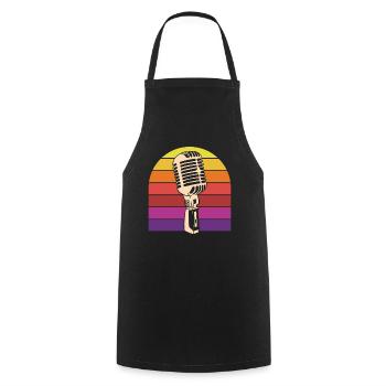 Microphone vintage Rétro Sunset Karaoké - Tablier de cuisine - noir - Devant - AI Model Male 185 dark (185cm)