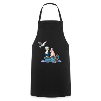 Maritime Girl Sheep North Sea Baltic Sea Travel Boat - Cooking Apron - black - Front - AI Model Male 185 dark (185cm)