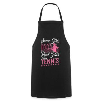 Drôle de joueur de tennis raquette fille - Tablier de cuisine - noir - Devant - AI Model Male 185 dark (185cm)