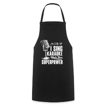 Je chante au karaoké Quel est ton superpouvoir - Tablier de cuisine - noir - Devant - AI Model Male 185 dark (185cm)