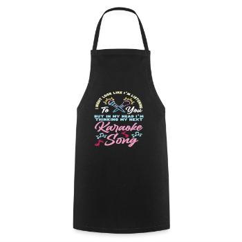 I'm thinking about my next karaoke song - Cooking Apron - black - Front - AI Model Male 185 dark (185cm)