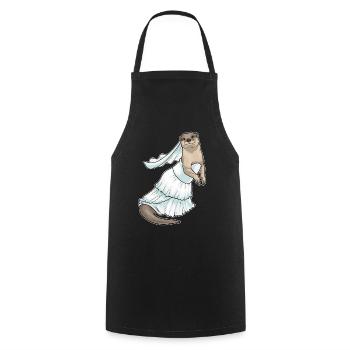 Otter Bridal Wedding Dress Wedding - Cooking Apron - black - Front - AI Model Male 185 dark (185cm)