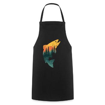 Pêche Pêche Pêche à la truite Pêche - Tablier de cuisine - noir - Devant - AI Model Male 185 dark (185cm)