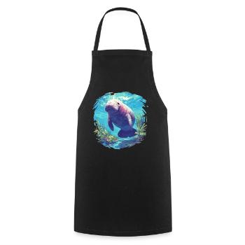Seekuh Manatees Manatee - Cooking Apron - black - Front - AI Model Male 185 dark (185cm)