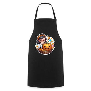 Filles Halloween Citrouille Panier - Tablier de cuisine - noir - Devant - AI Model Male 185 dark (185cm)