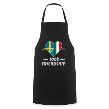 Sweden and Italy 100% friendship - Cooking Apron - black - Front - AI Model Male 185 dark (185cm)