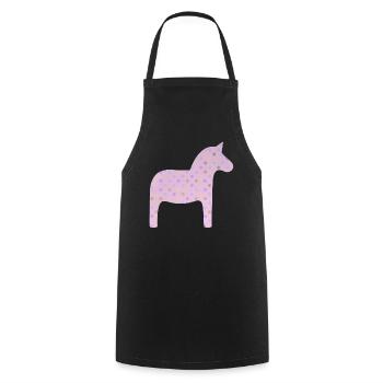 Dala Horse Pink Dots Scandinavian Sweden Decoration - Cooking Apron - black - Front - AI Model Male 185 dark (185cm)
