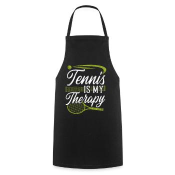 Drôle de joueur de tennis Raquette Tennis - Tablier de cuisine - noir - Devant - AI Model Male 185 dark (185cm)