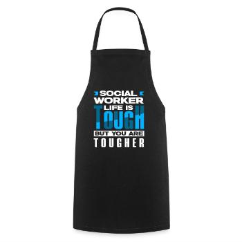 Social worker's life is hard, but you're harder - Cooking Apron - black - Front - AI Model Male 185 dark (185cm)