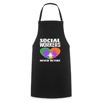 Social workers never stop - Cooking Apron - black - Front - AI Model Male 185 dark (185cm)